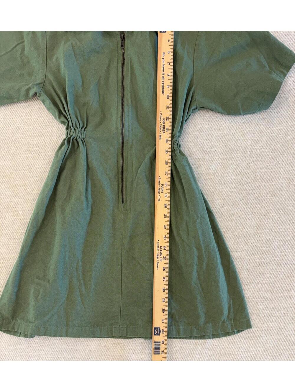 Noble Women’s Organic Cotton Canvas Utility Dress Sea  Glass Green Zip Front S - Picture 3 of 11